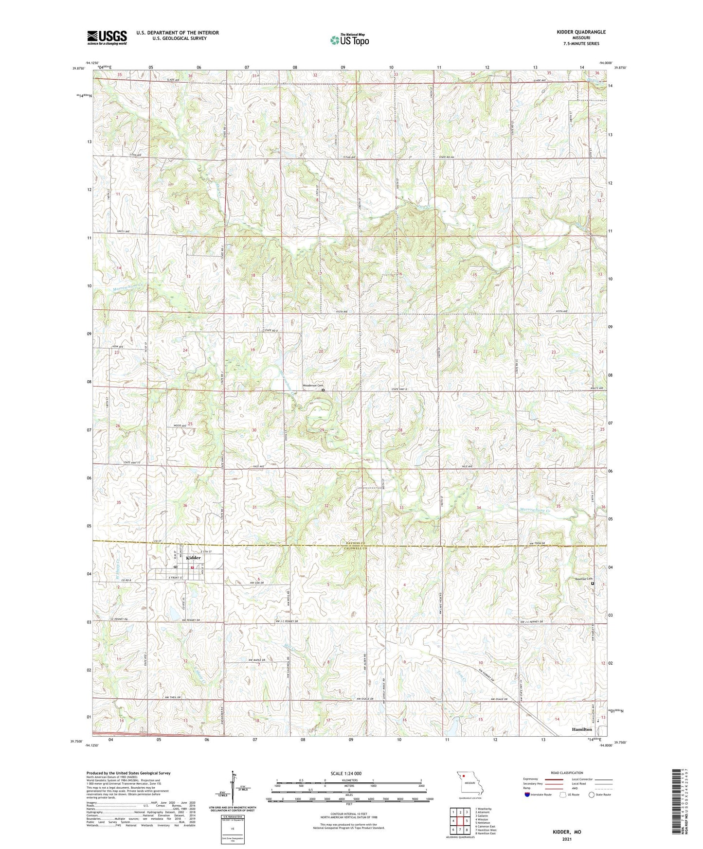 Kidder Missouri US Topo Map Image