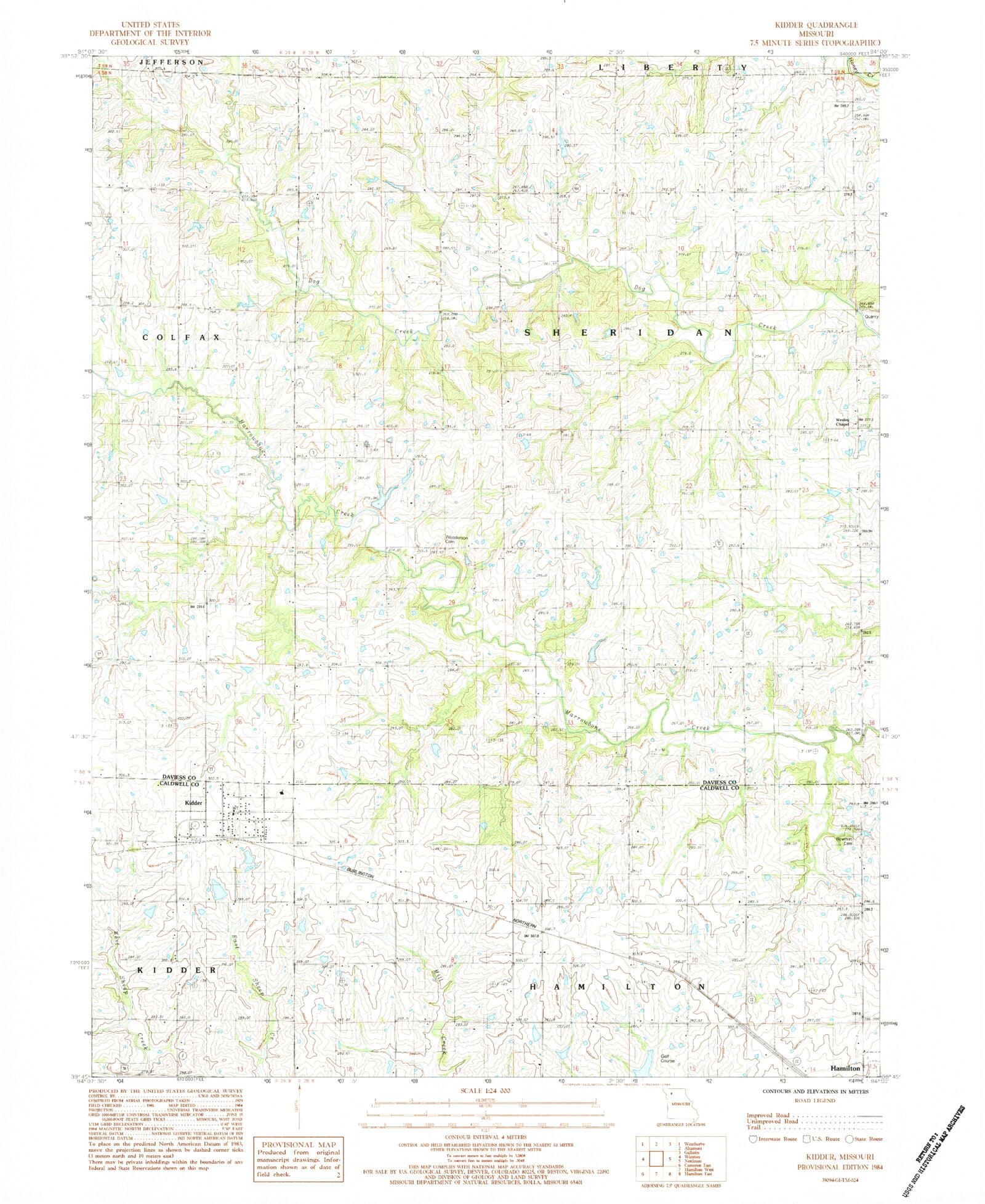Classic USGS Kidder Missouri 7.5'x7.5' Topo Map MyTopo Map Store
