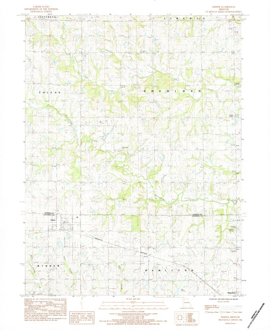 Classic USGS Kidder Missouri 7.5'x7.5' Topo Map Image