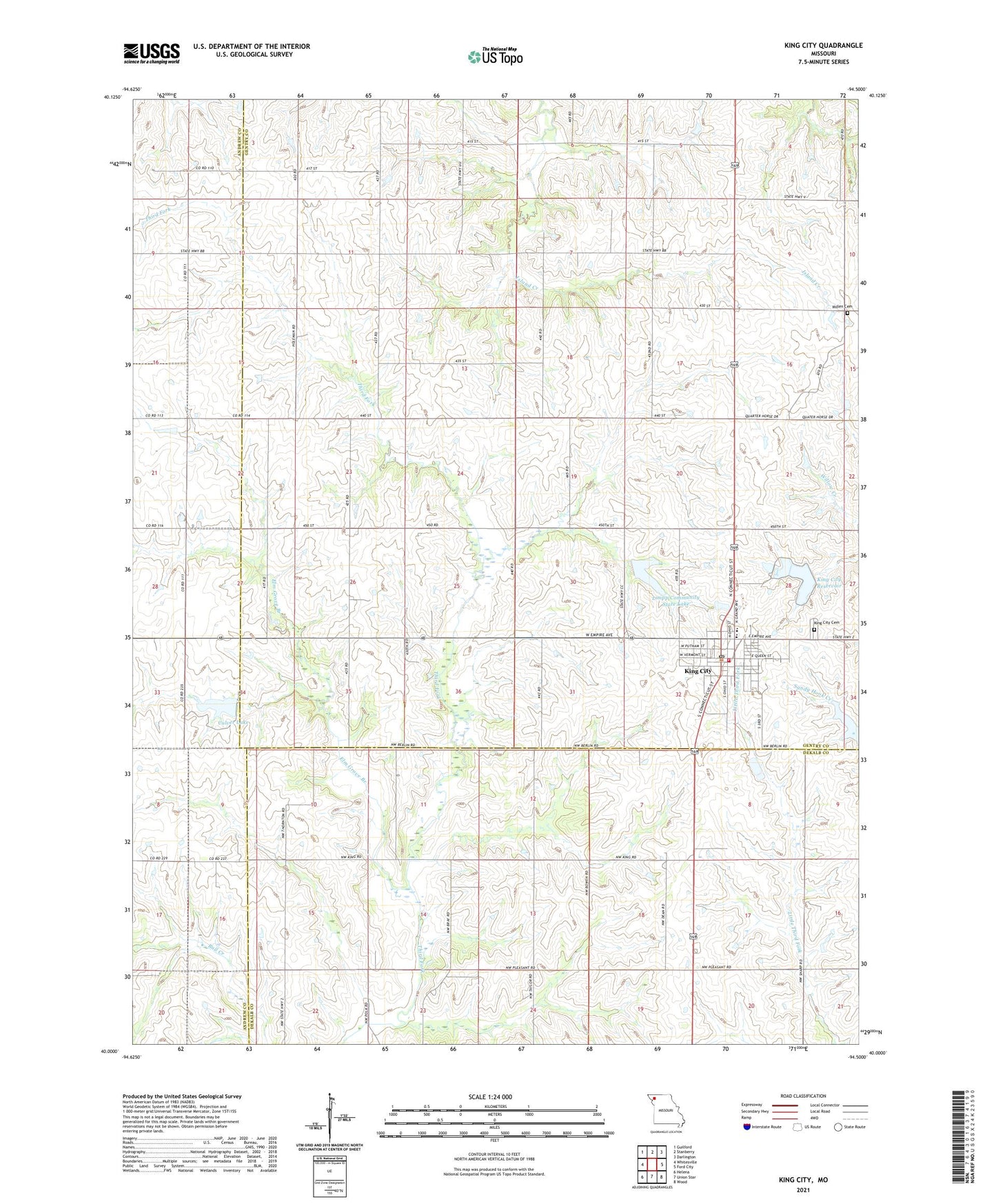 King City Missouri US Topo Map Image