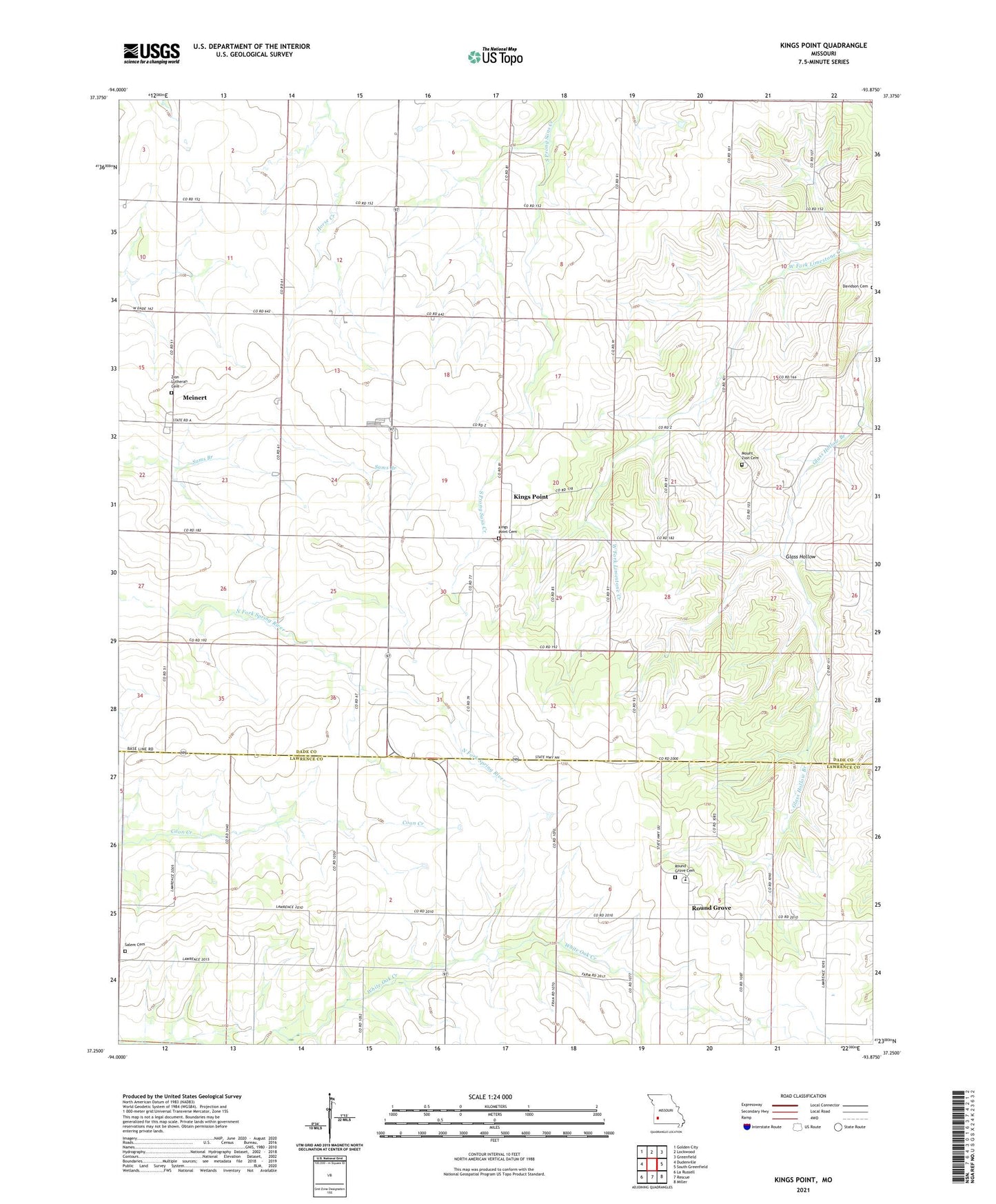 Kings Point Missouri US Topo Map Image