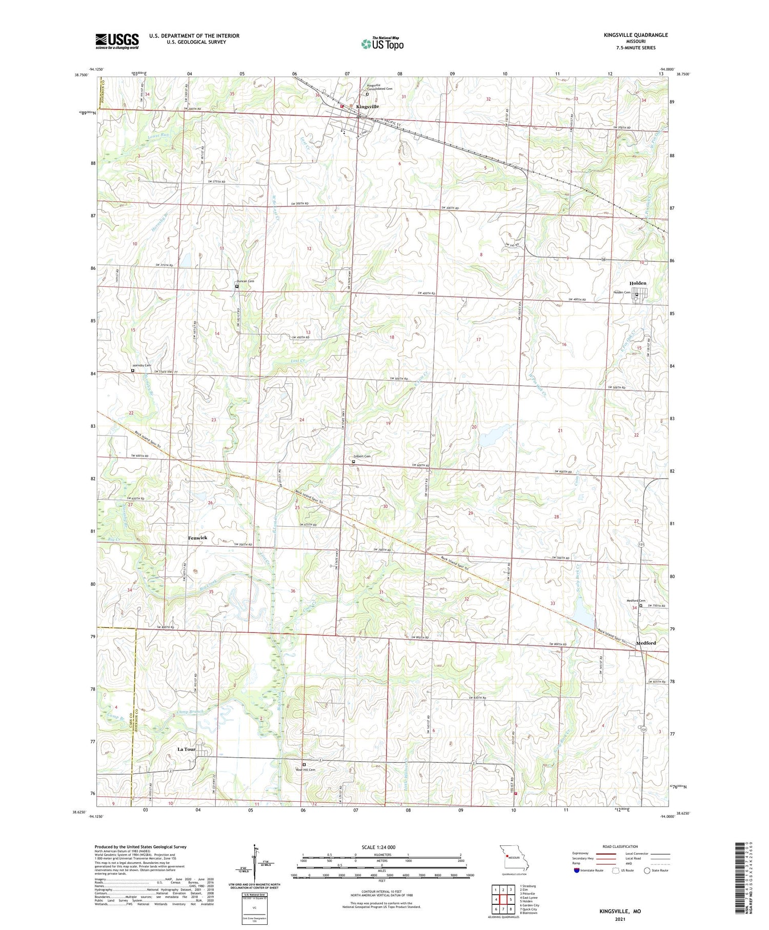 Kingsville Missouri US Topo Map Image