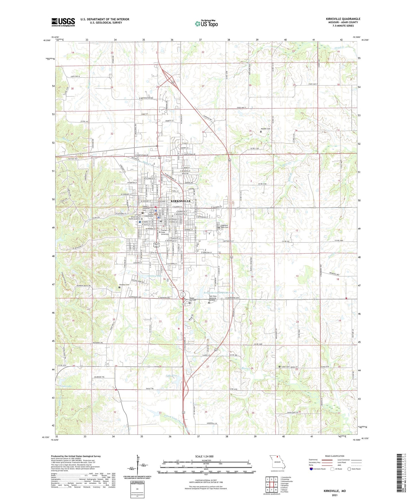 Kirksville Missouri US Topo Map Image