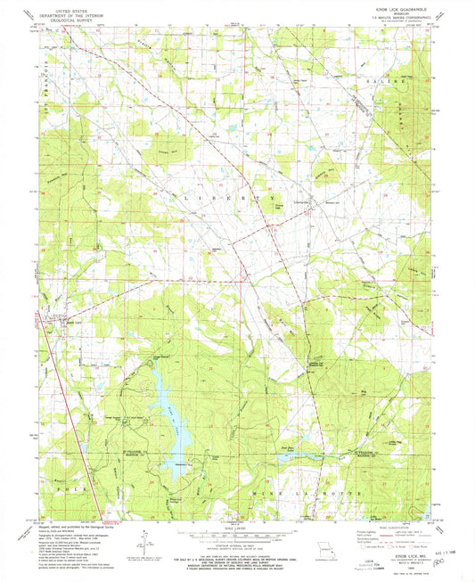 Classic USGS Knob Lick Missouri 7.5'x7.5' Topo Map Image