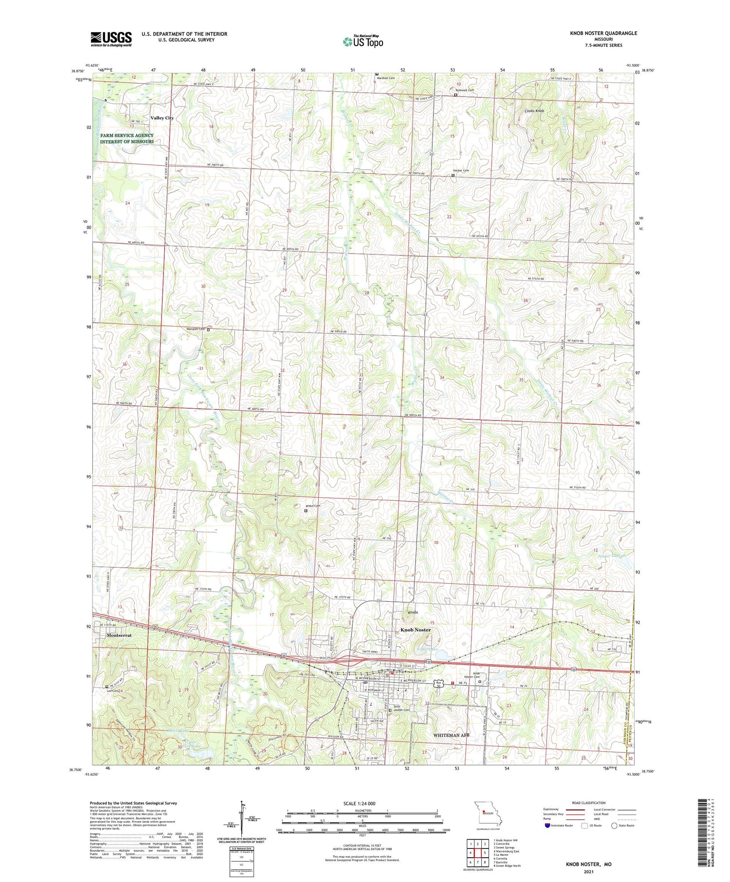 Knob Noster Missouri US Topo Map Image