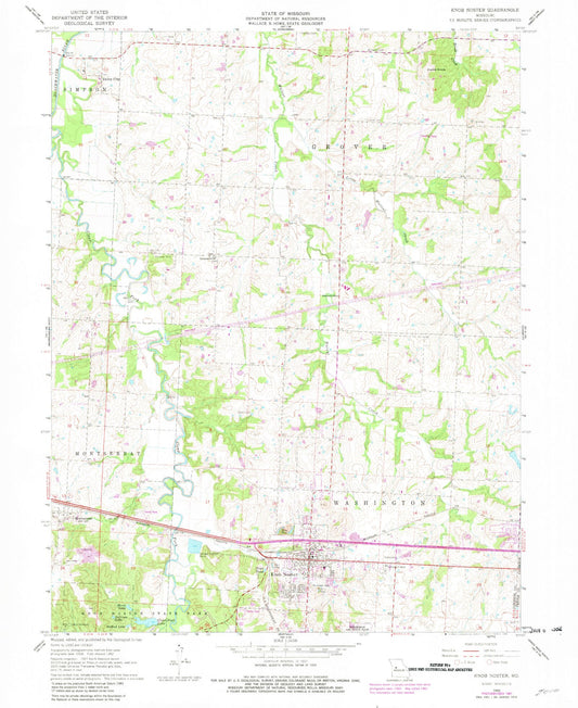 Classic USGS Knob Noster Missouri 7.5'x7.5' Topo Map Image