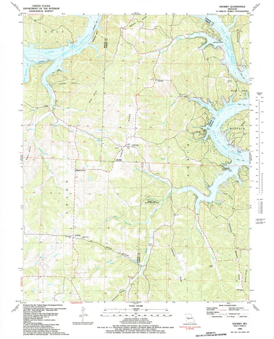 Classic USGS Knobby Missouri 7.5'x7.5' Topo Map Image