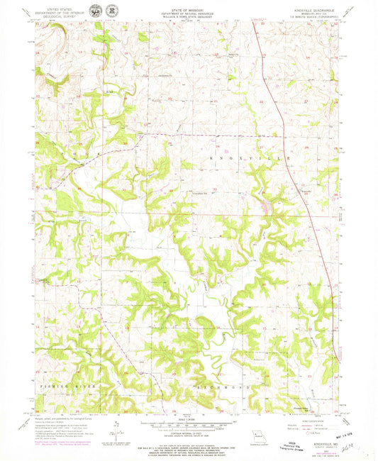 Classic USGS Knoxville Missouri 7.5'x7.5' Topo Map Image