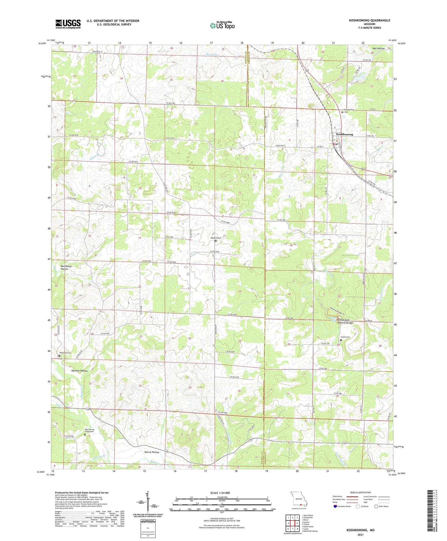 Koshkonong Missouri US Topo Map Image