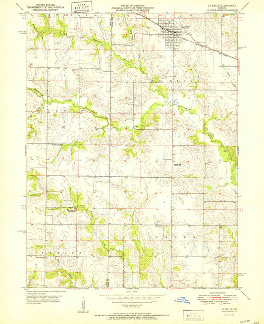 Classic USGS La Belle Missouri 7.5'x7.5' Topo Map Image