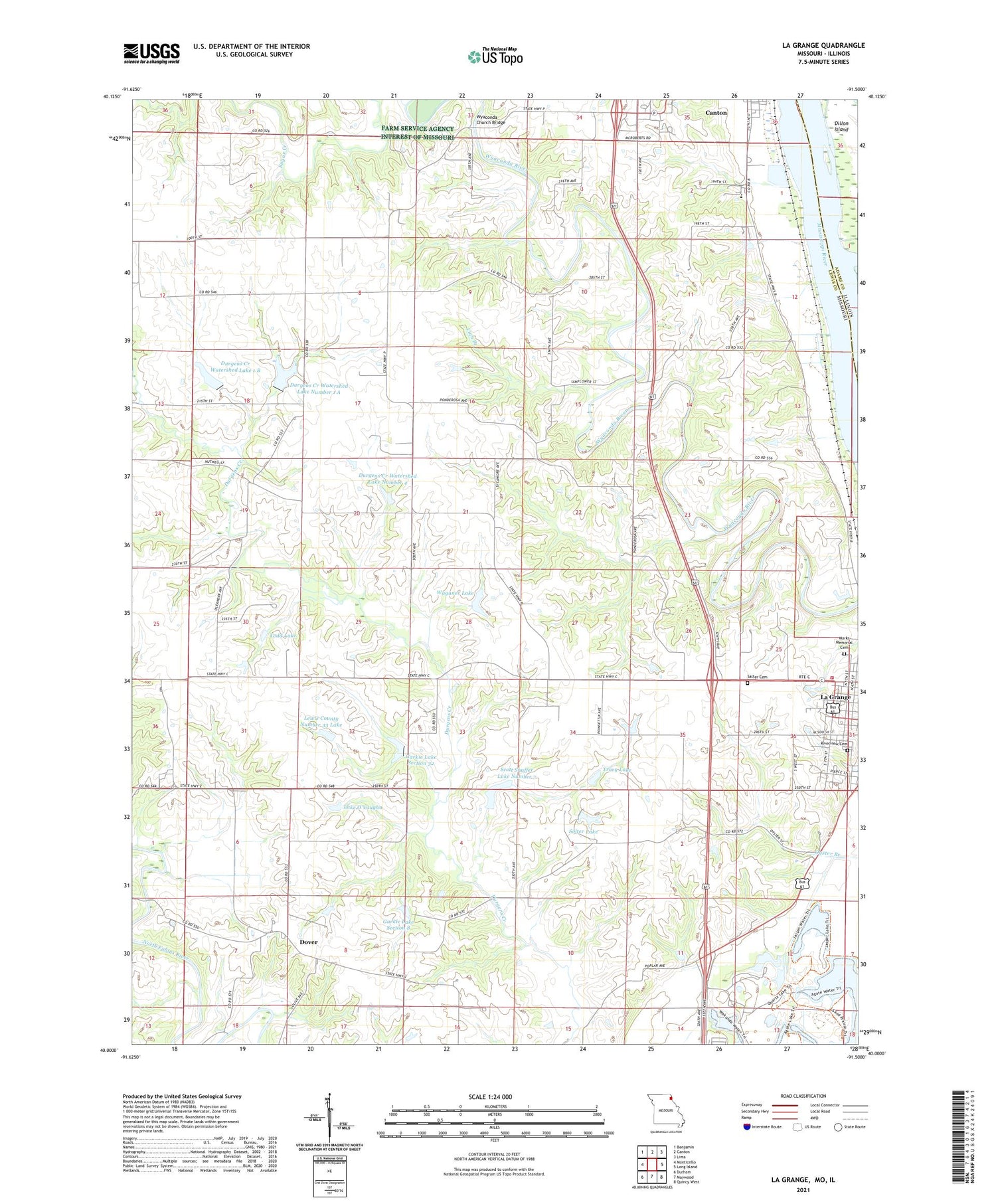 La Grange Missouri US Topo Map Image