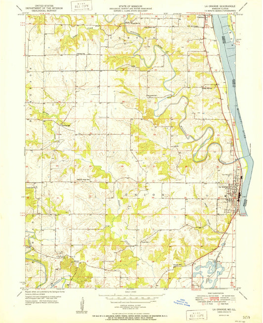 Classic USGS La Grange Missouri 7.5'x7.5' Topo Map Image