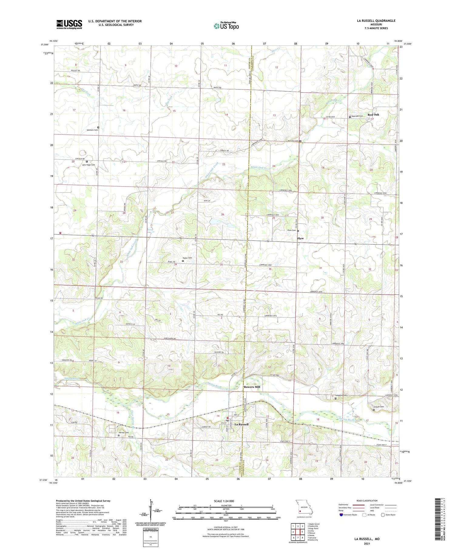 La Russell Missouri US Topo Map Image