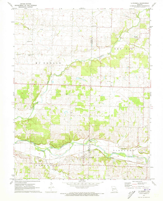 Classic USGS La Russell Missouri 7.5'x7.5' Topo Map Image