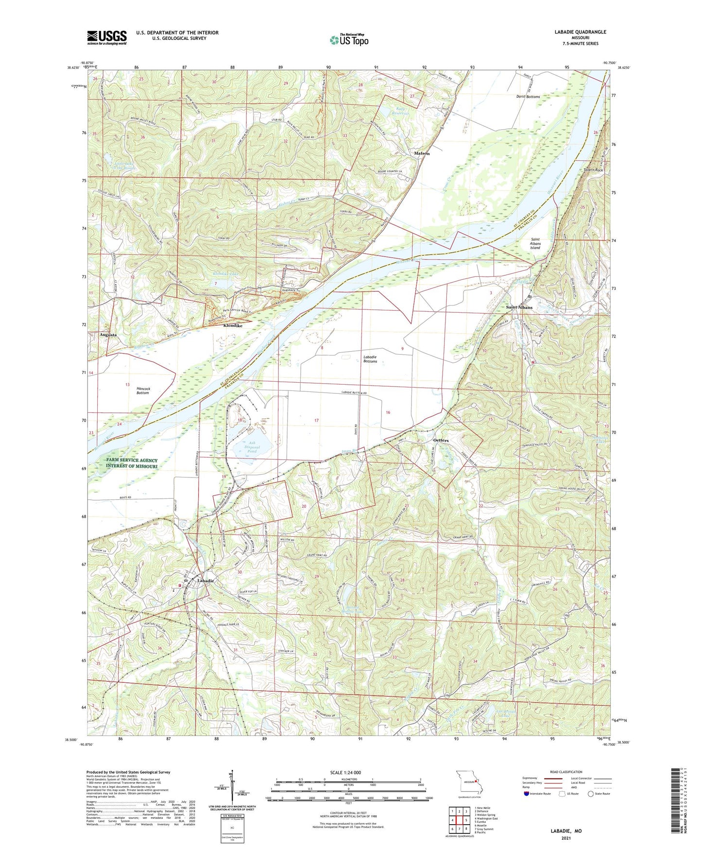 Labadie Missouri US Topo Map Image