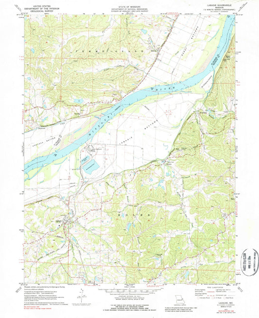 Classic USGS Labadie Missouri 7.5'x7.5' Topo Map Image