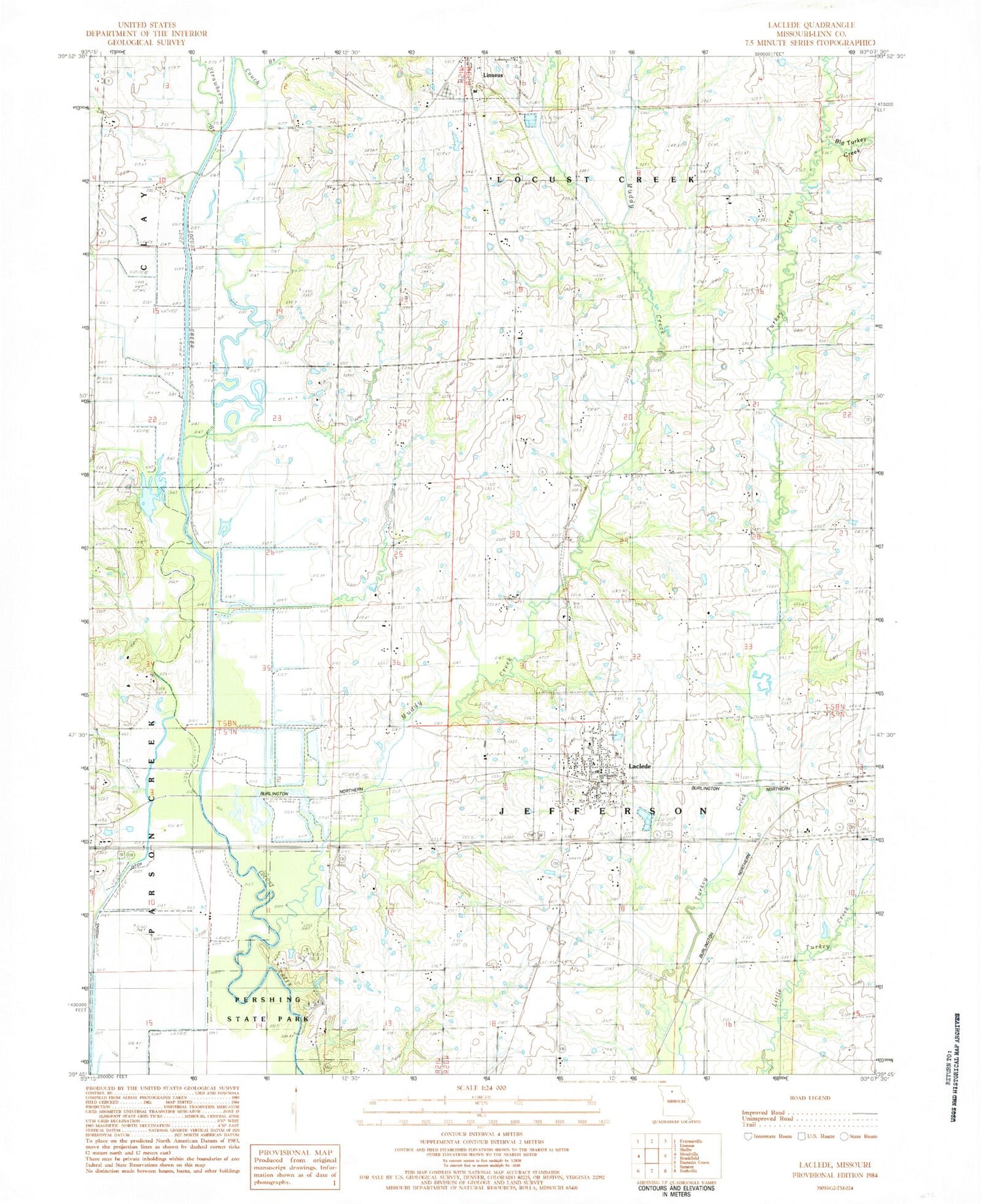 Classic USGS Laclede Missouri 7.5'x7.5' Topo Map Image