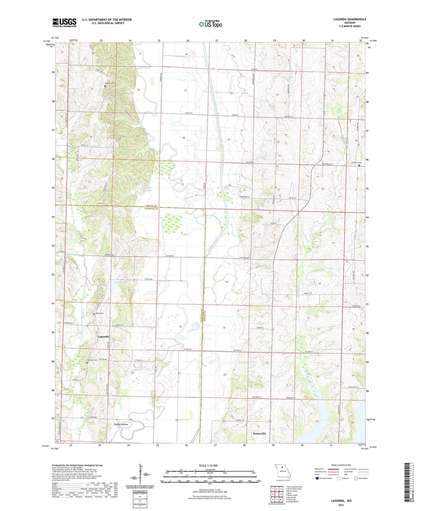 Lagonda Missouri US Topo Map Image