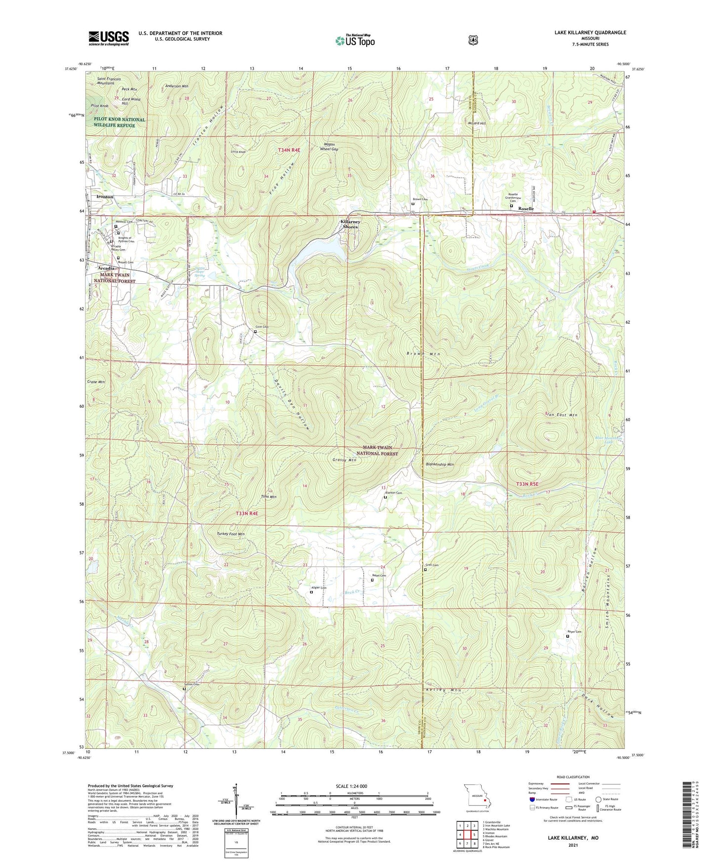 Lake Killarney Missouri US Topo Map Image
