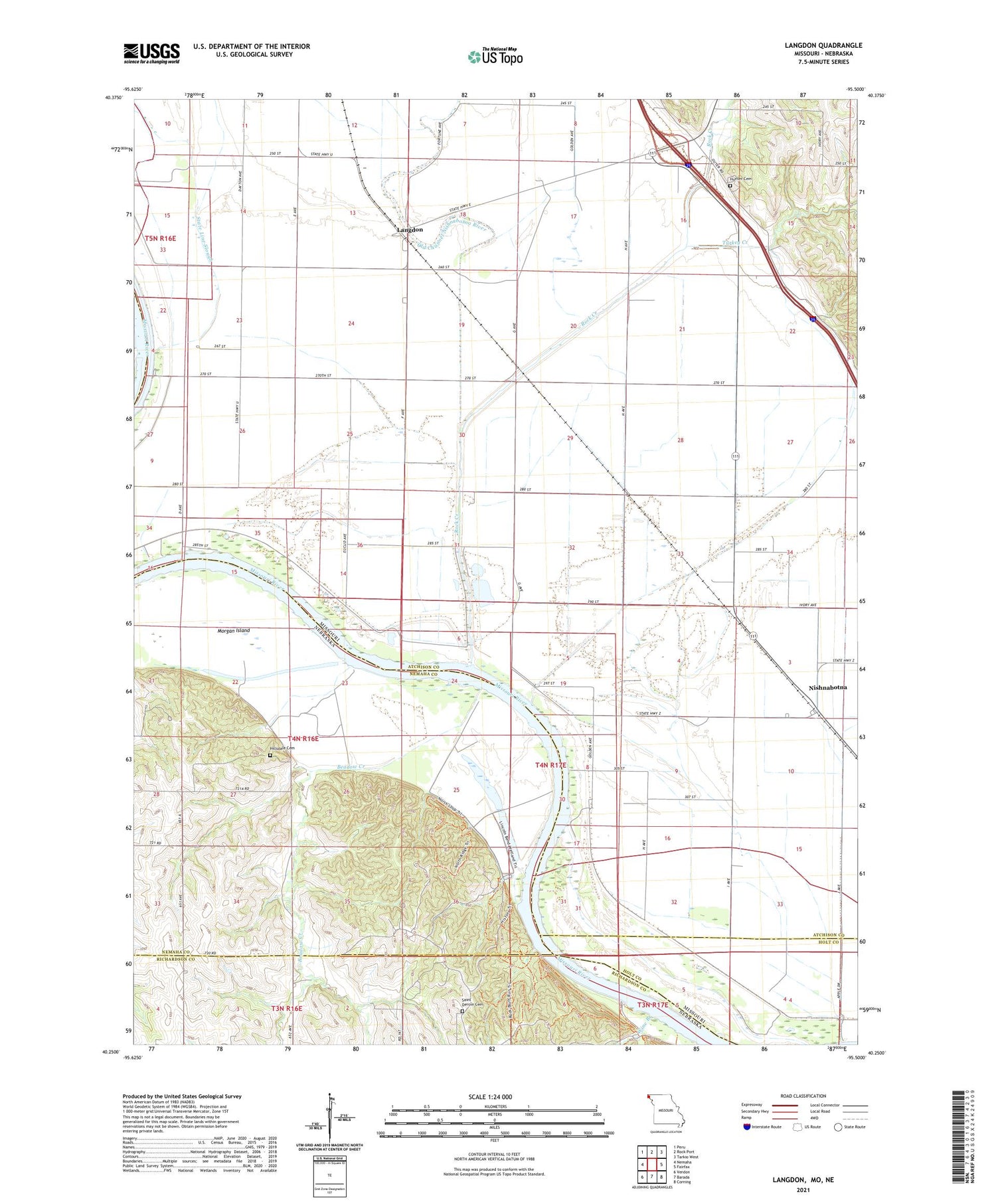Langdon Missouri US Topo Map Image