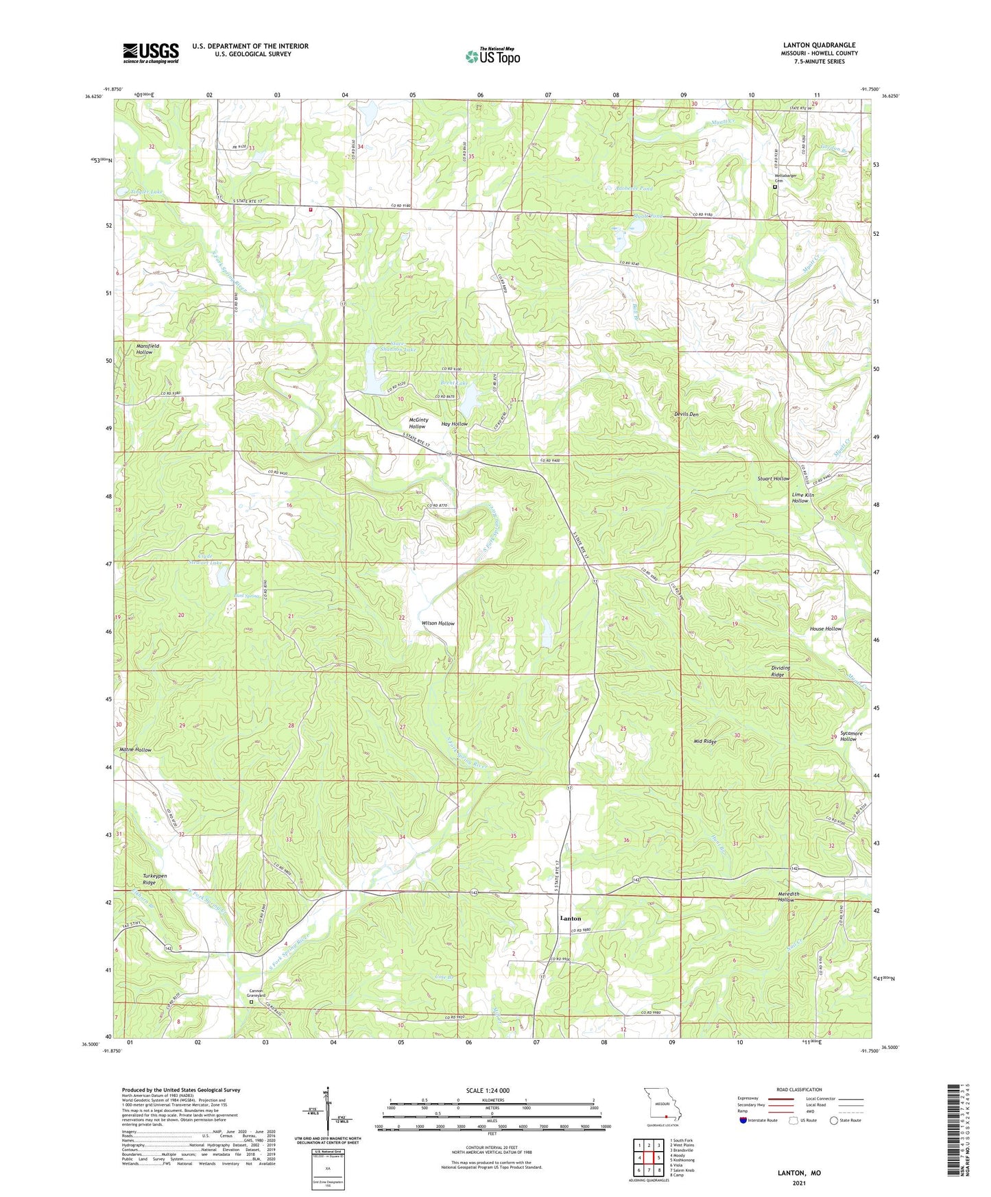 Lanton Missouri US Topo Map Image