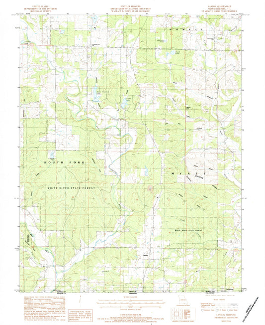 Classic USGS Lanton Missouri 7.5'x7.5' Topo Map Image