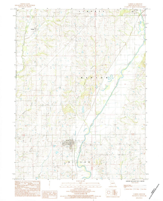 Classic USGS Laredo Missouri 7.5'x7.5' Topo Map Image