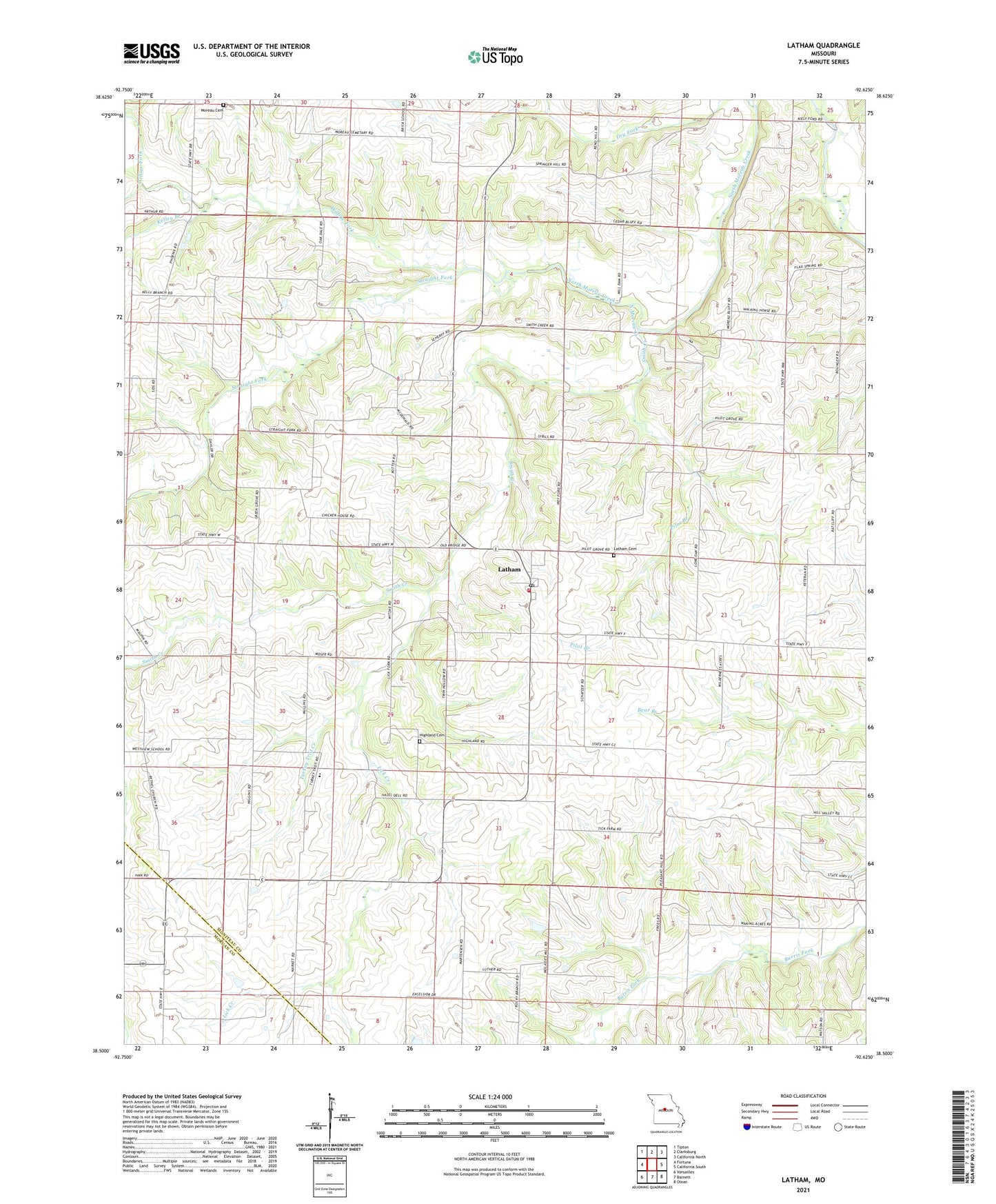 Latham Missouri US Topo Map Image