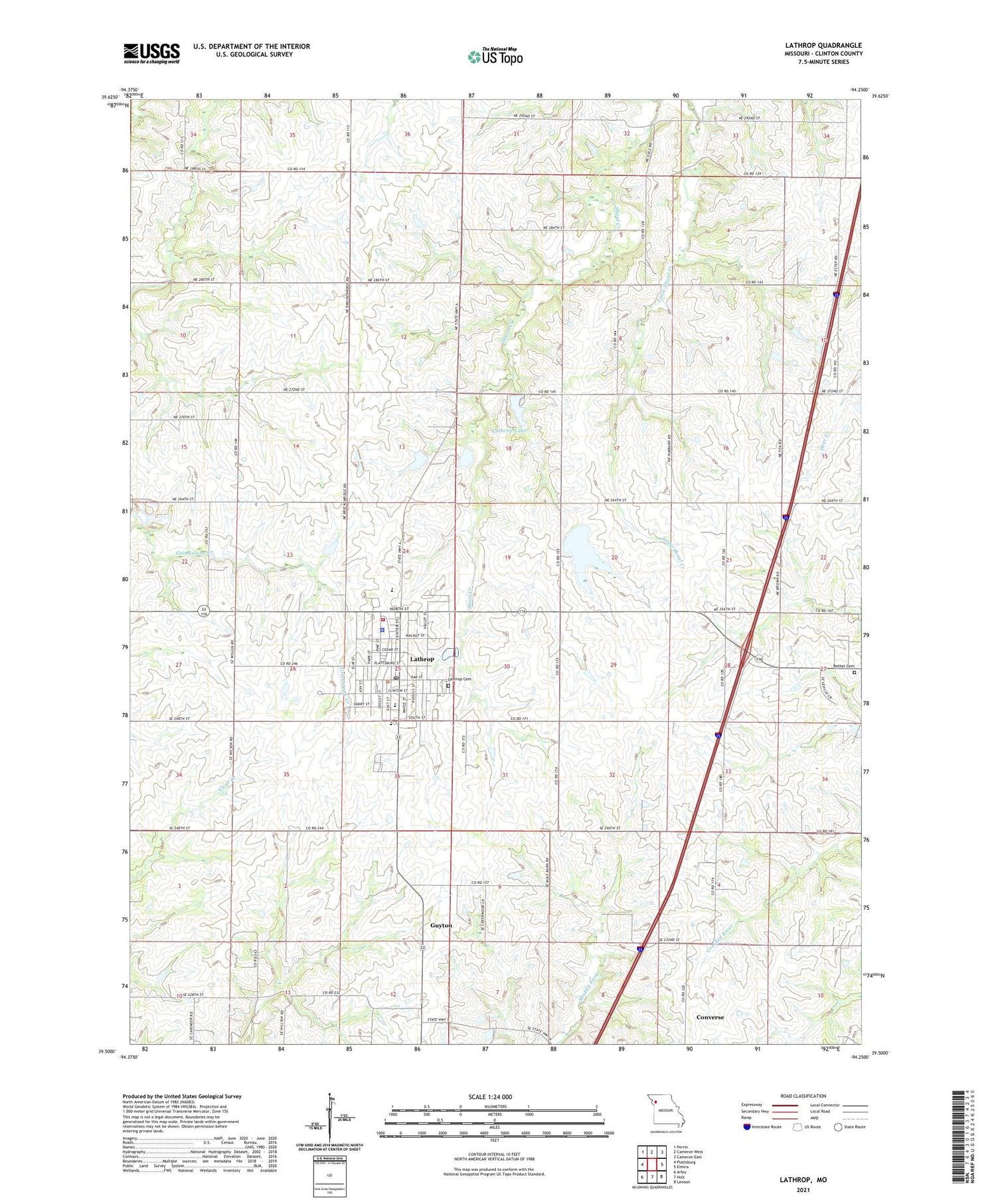 Lathrop Missouri US Topo Map Image