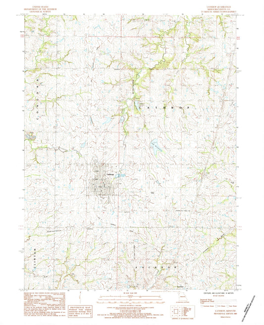 Classic USGS Lathrop Missouri 7.5'x7.5' Topo Map Image