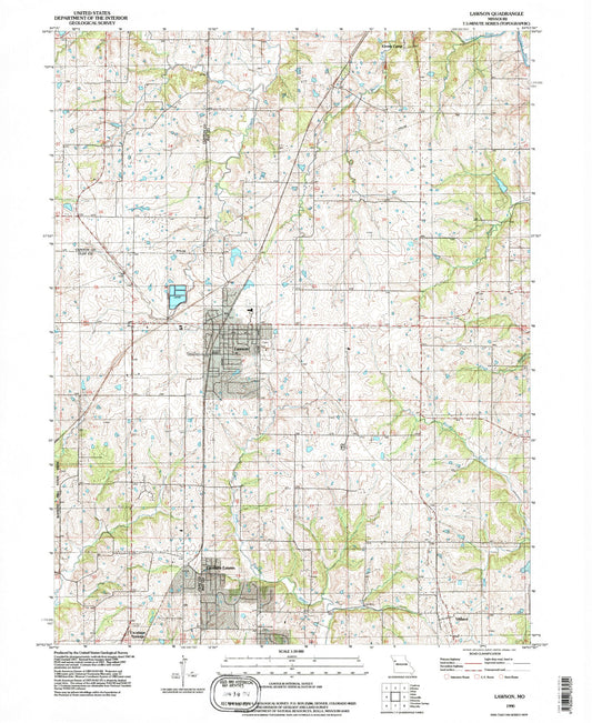 Classic USGS Lawson Missouri 7.5'x7.5' Topo Map Image