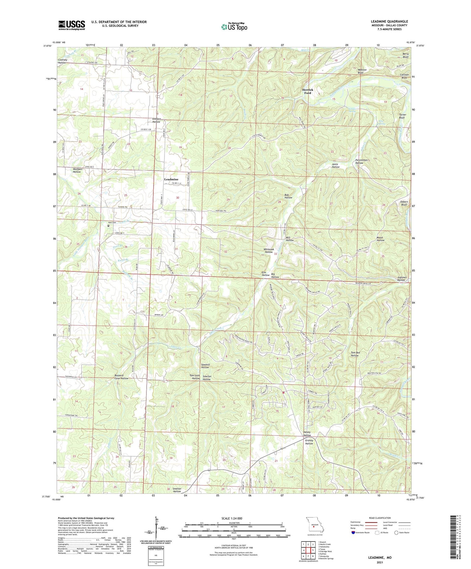 Leadmine Missouri US Topo Map Image
