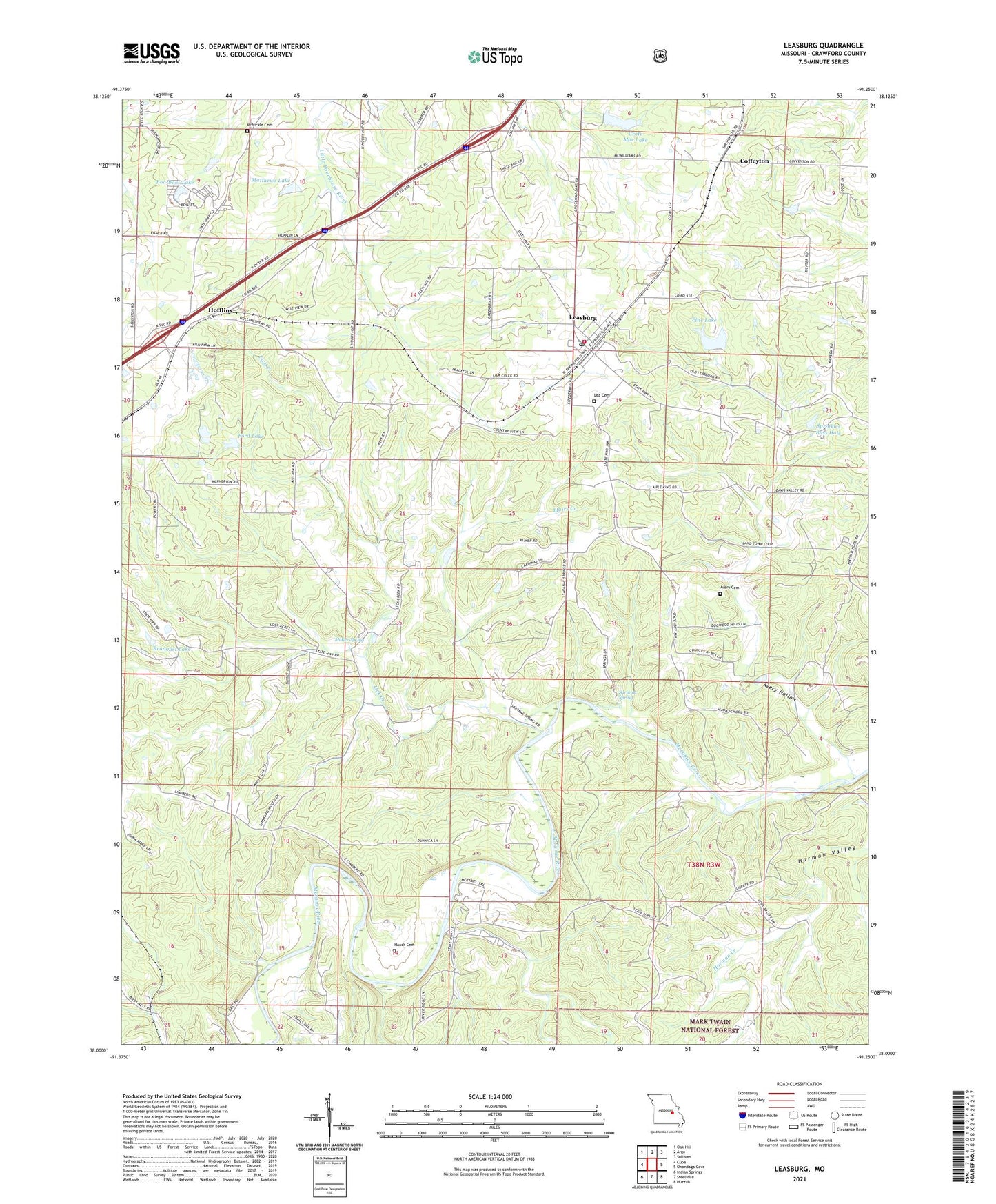 Leasburg Missouri US Topo Map Image