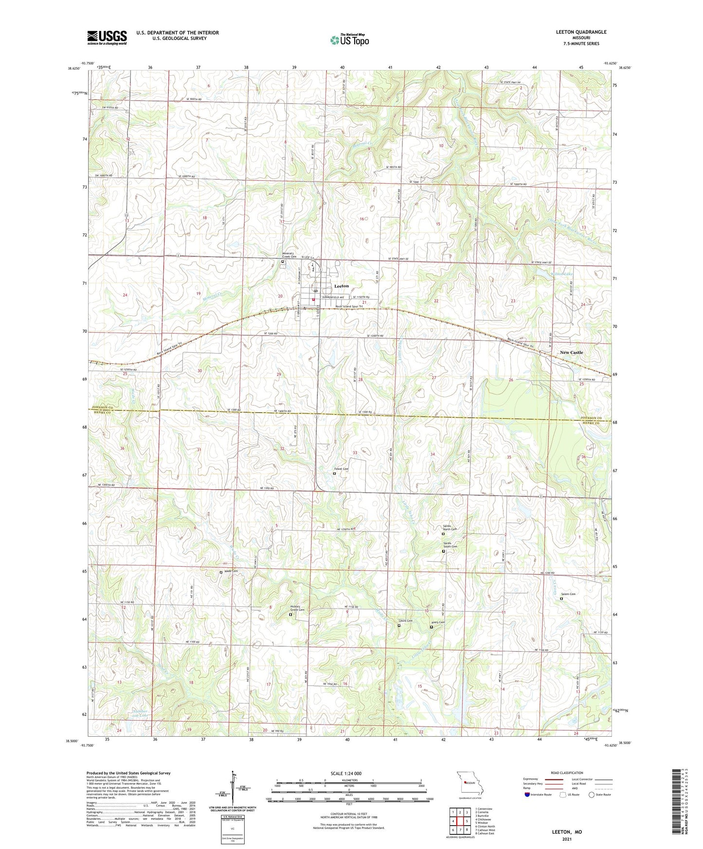 Leeton Missouri US Topo Map Image
