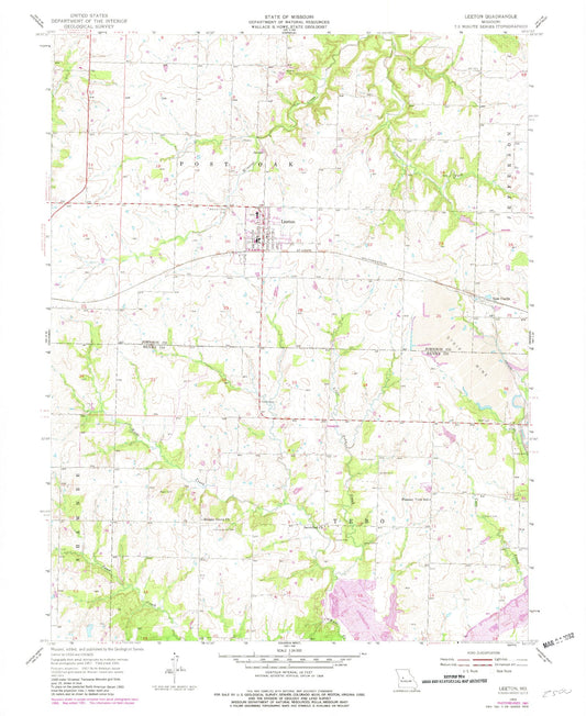 Classic USGS Leeton Missouri 7.5'x7.5' Topo Map Image