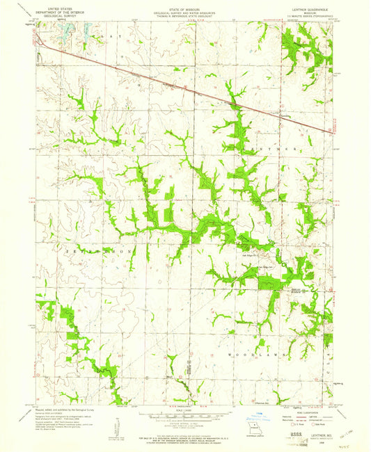 Classic USGS Lentner Missouri 7.5'x7.5' Topo Map Image