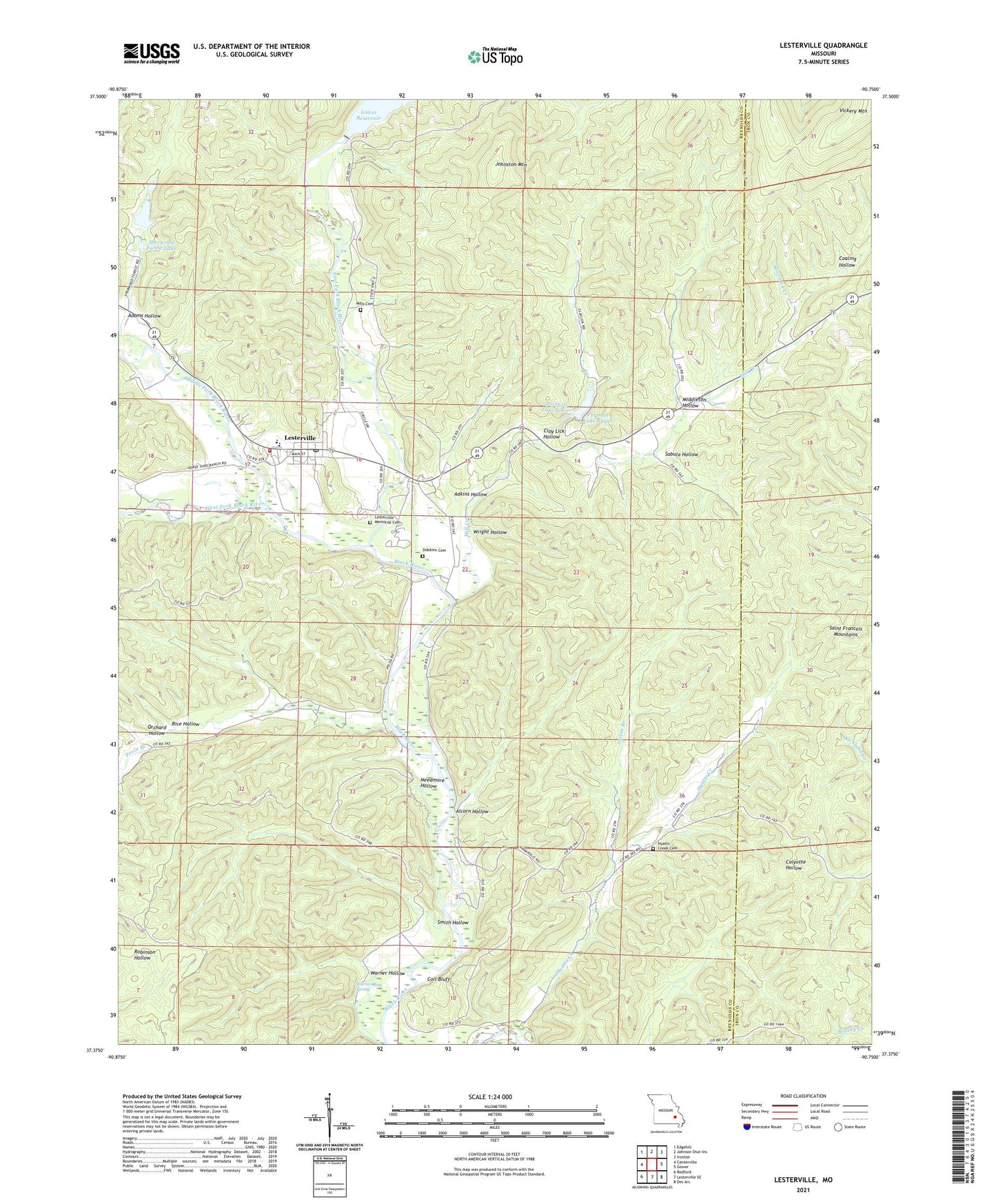 Lesterville Missouri US Topo Map Image