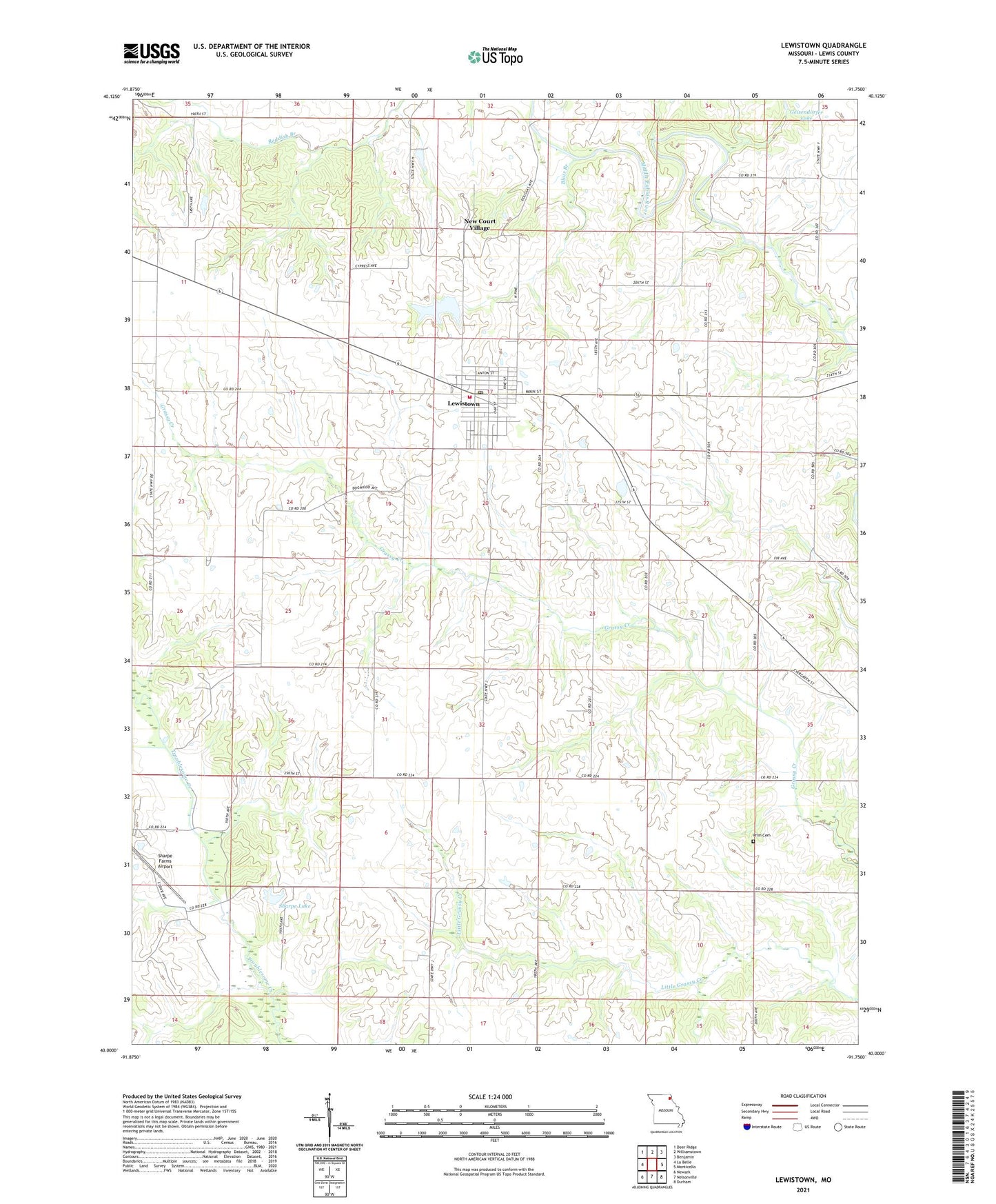 Lewistown Missouri US Topo Map Image