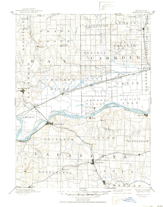 Historic 1889 Lexington Missouri 30'x30' Topo Map Image
