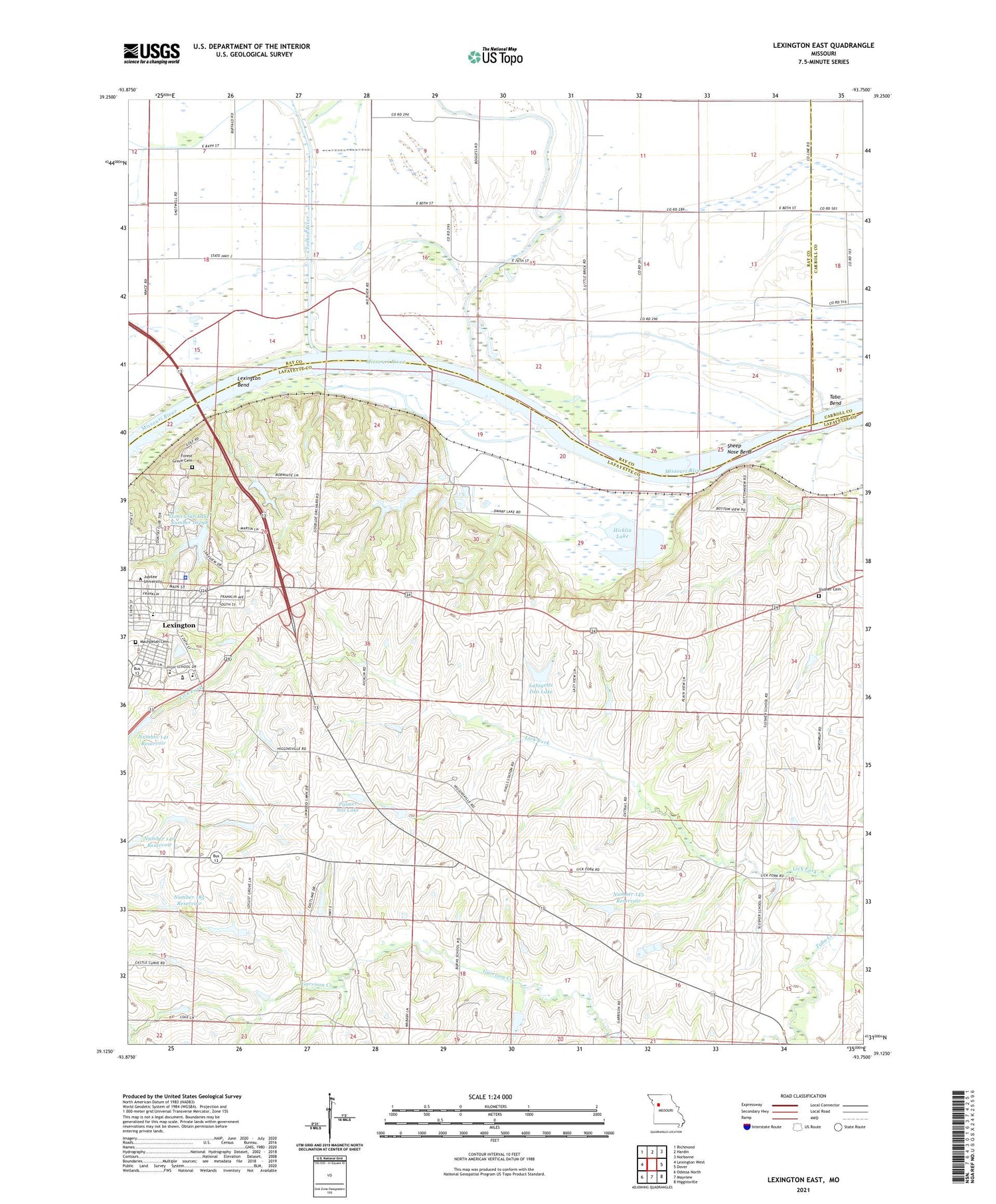 Lexington East Missouri US Topo Map Image