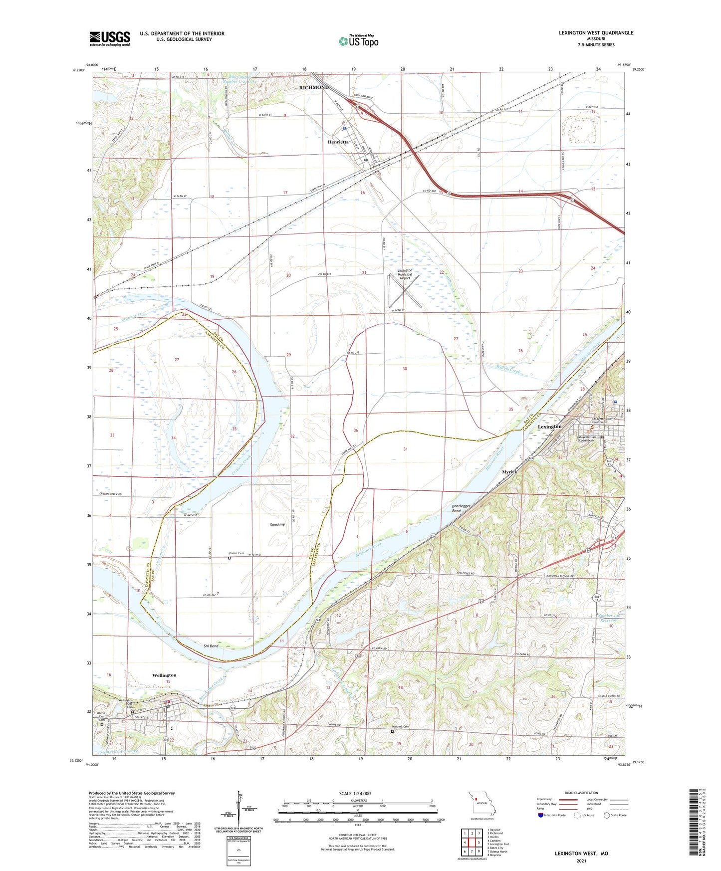 Lexington West Missouri US Topo Map Image