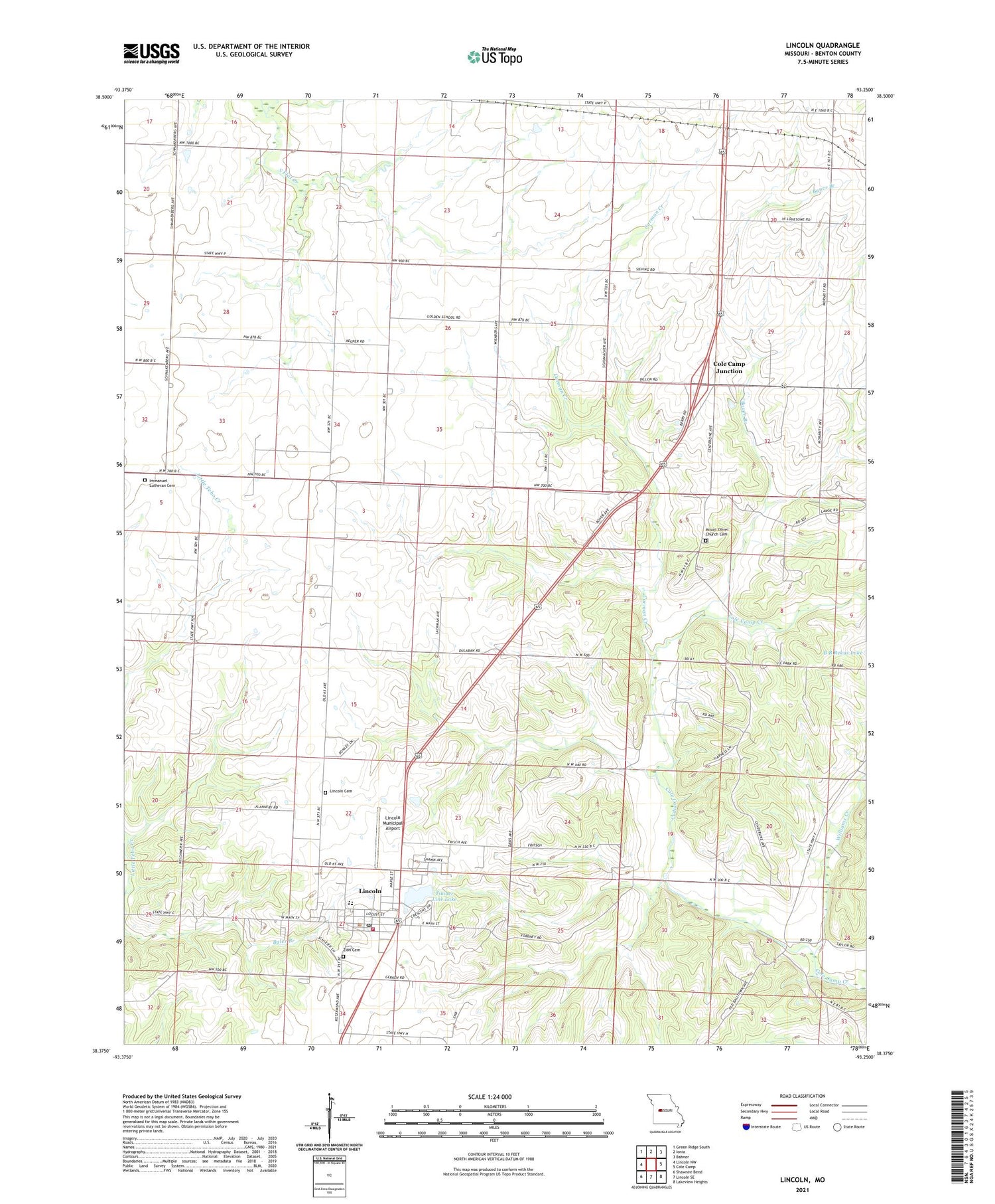 Lincoln Missouri US Topo Map Image