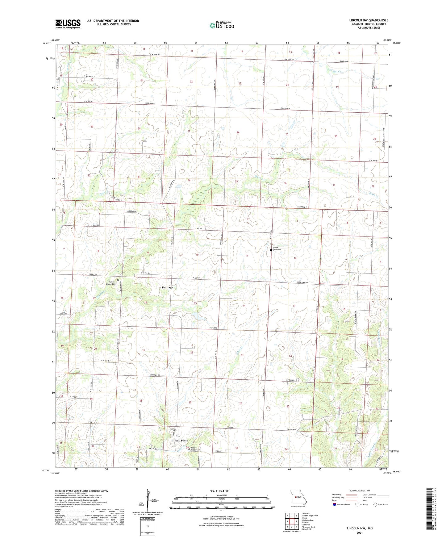 Lincoln NW Missouri US Topo Map Image
