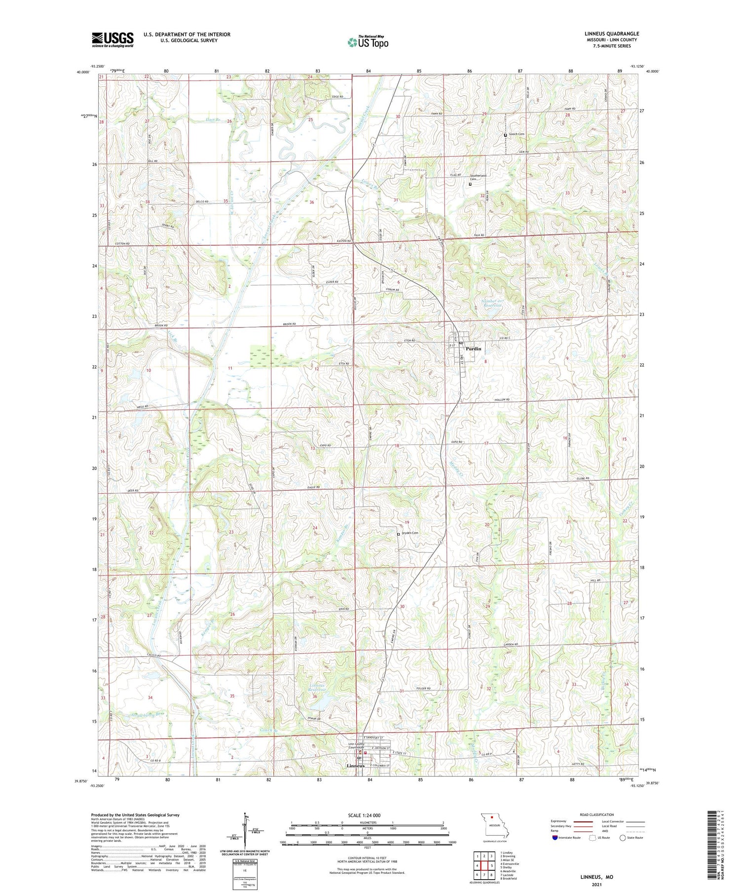 Linneus Missouri US Topo Map Image