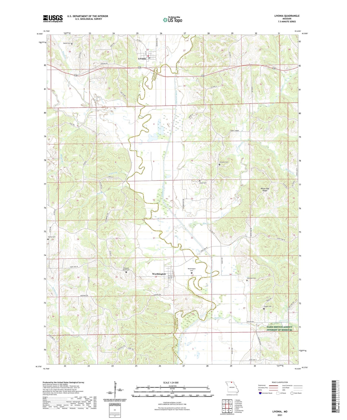 Livonia Missouri US Topo Map Image