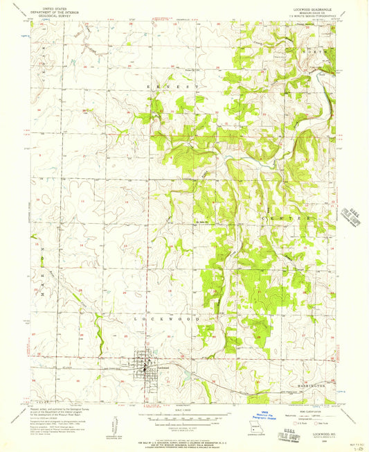 Classic USGS Lockwood Missouri 7.5'x7.5' Topo Map Image
