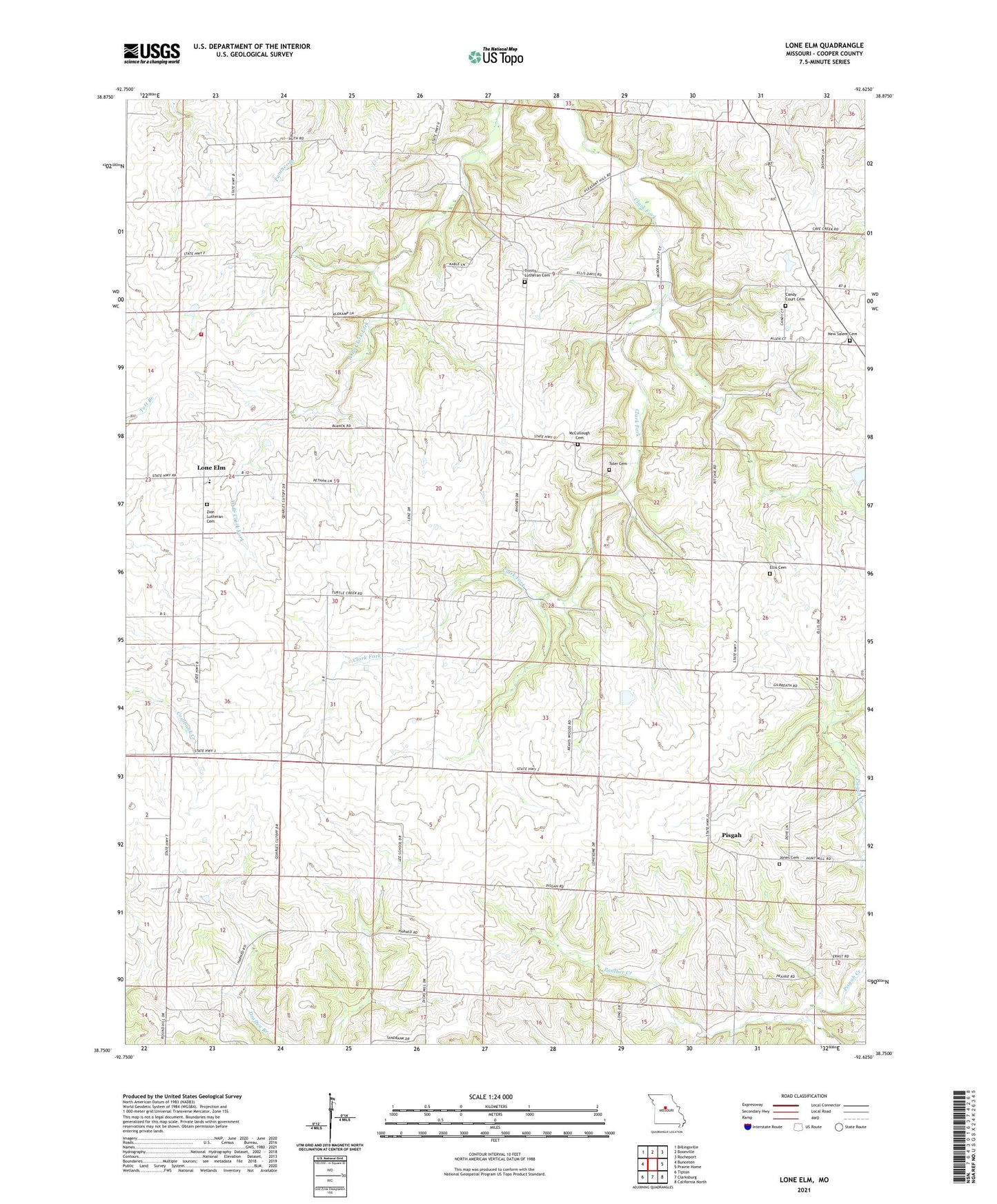 Lone Elm Missouri US Topo Map Image
