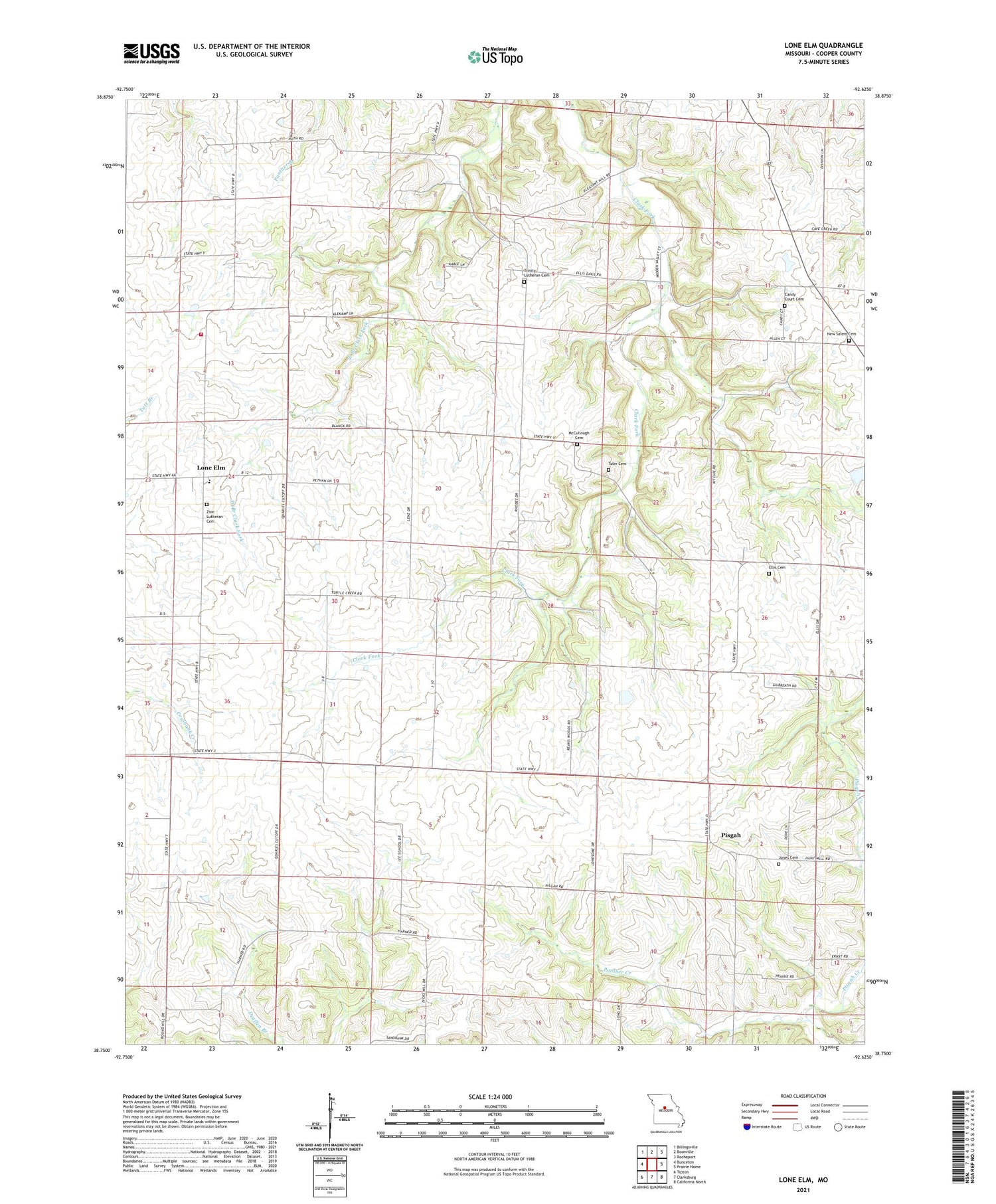 Lone Elm Missouri US Topo Map Image