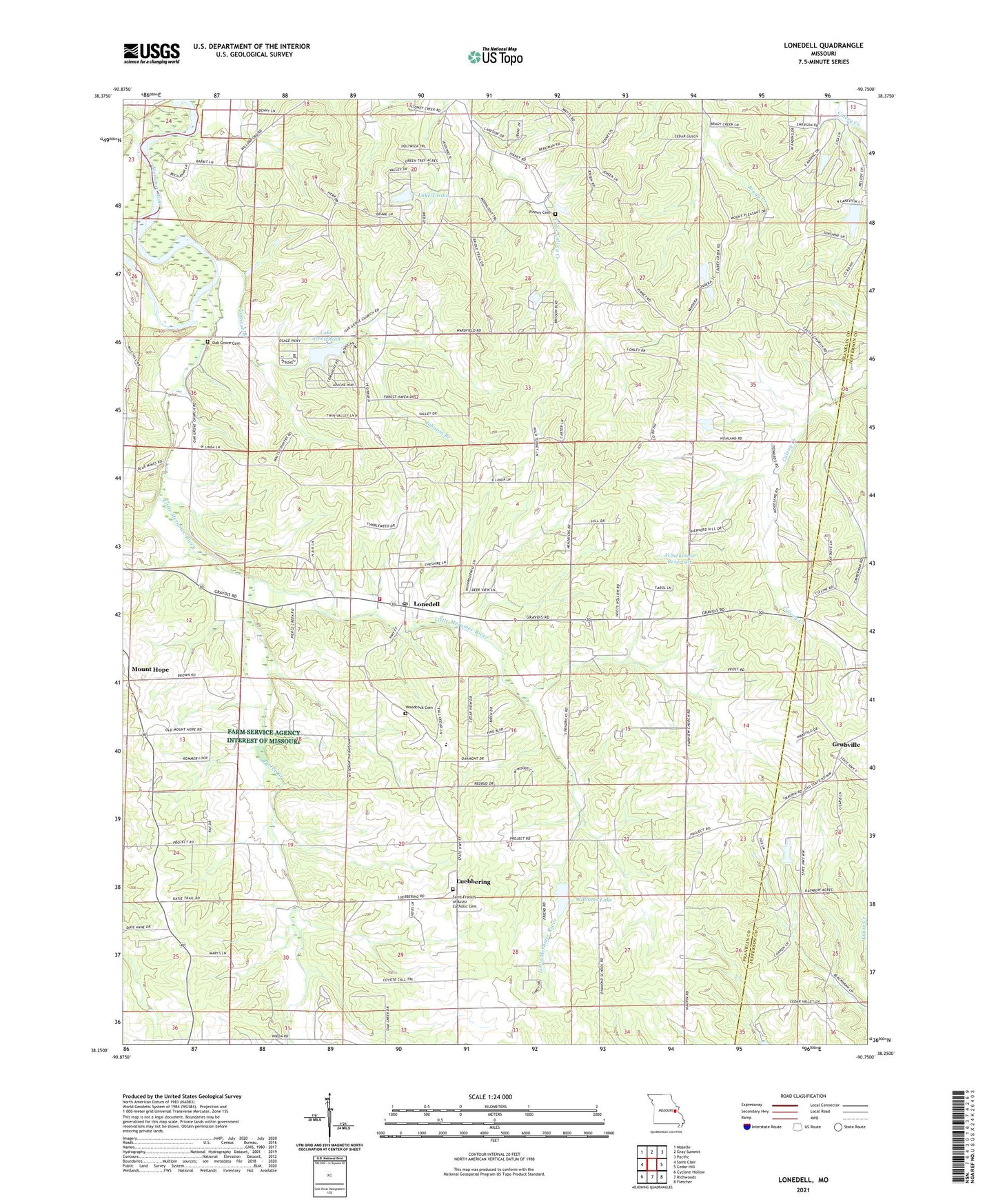 Lonedell Missouri US Topo Map Image