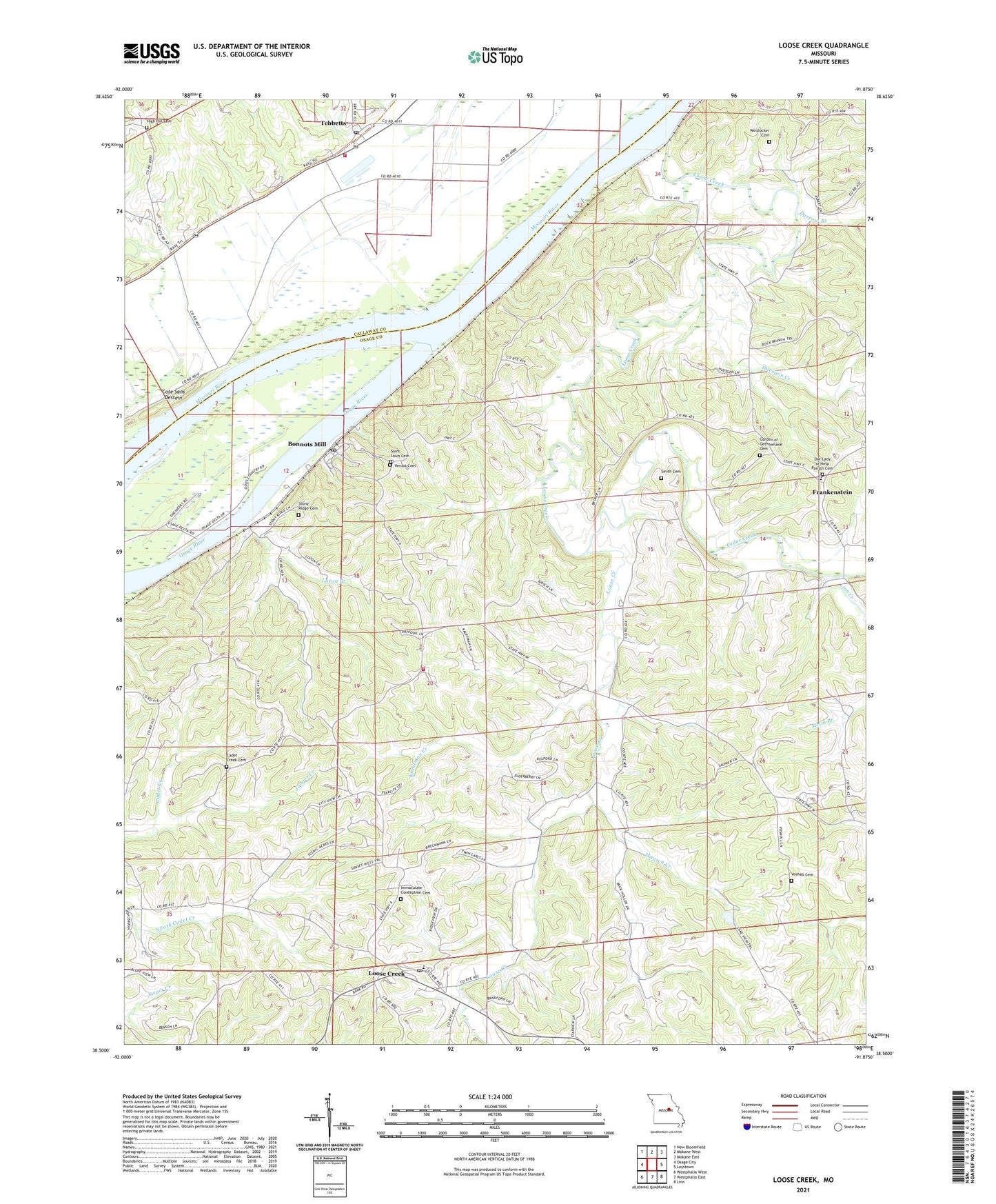 Loose Creek Missouri US Topo Map Image